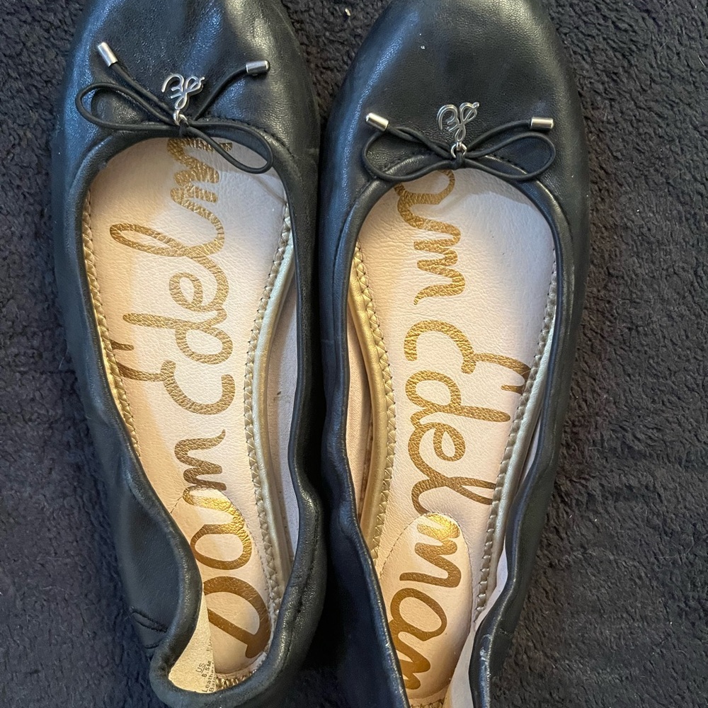 Sam Edelman Black Leather Flats with Bow